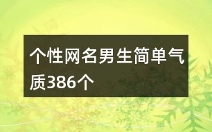 个性网名男生简单气质386个